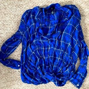 GAP cross front blouse blue plaid